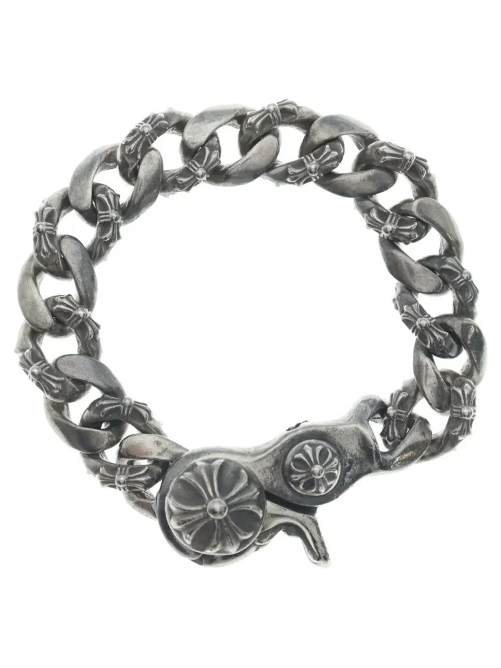 Chrome Hearts Fncy Chn Lnk Fancy Link Clip Bracelet 15 Links Silver